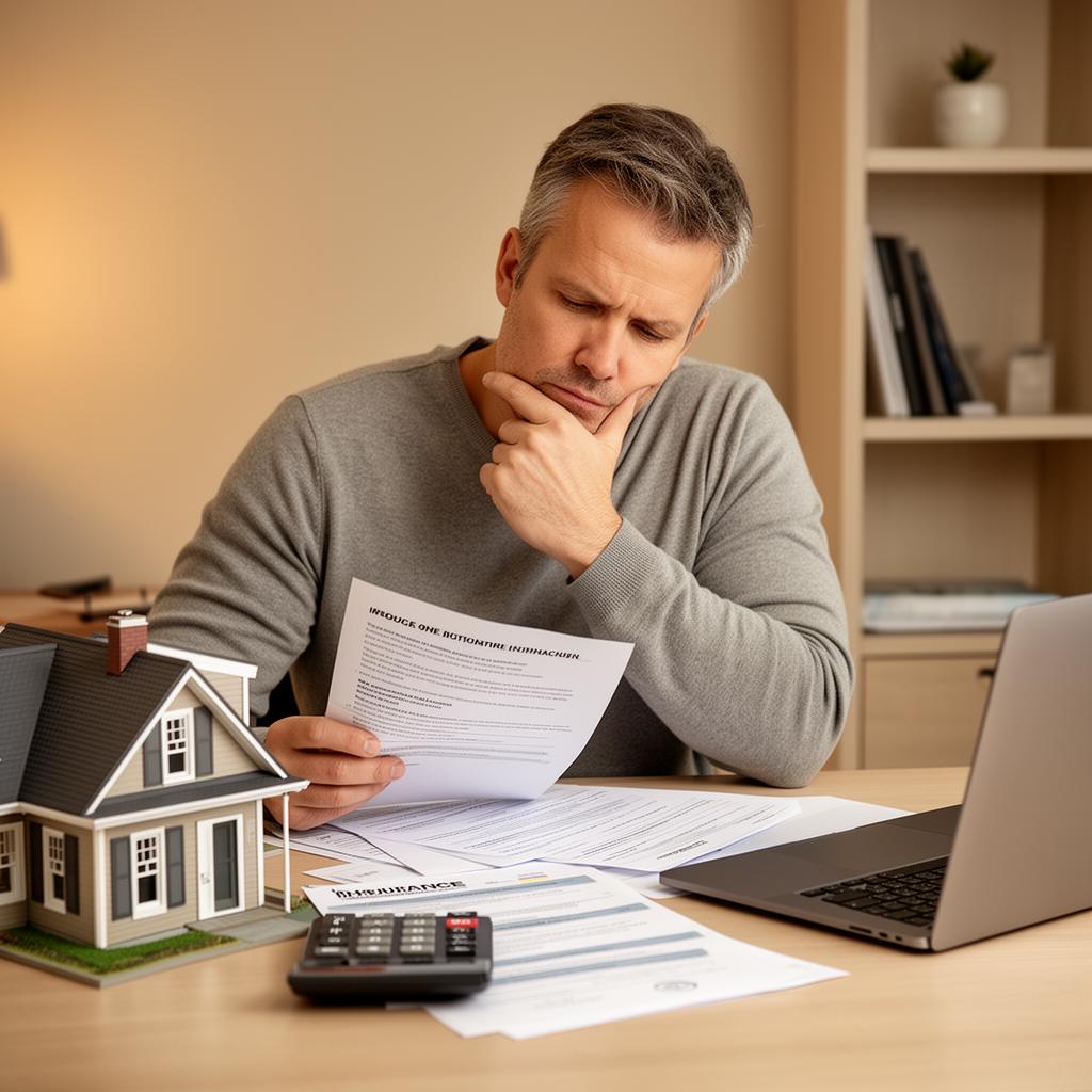 Homeowner weighing mortgage protection insurance pros and cons with documents on a desk